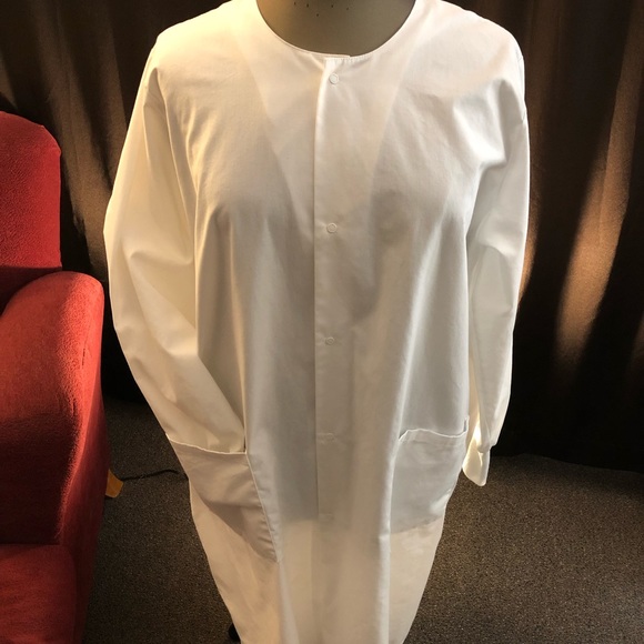 Landau White long lab coat. Sz Large - Picture 2 of 9